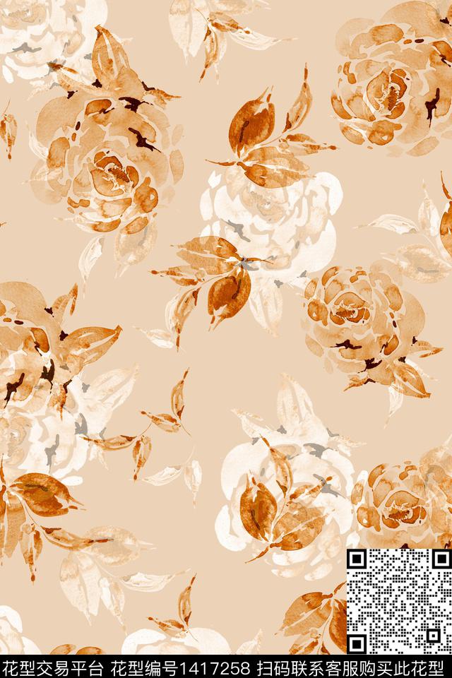 绿植树叶大牌风小碎花传统印花华亿平台下载（图片编号: 1417258） - 瓦栏（Walan）