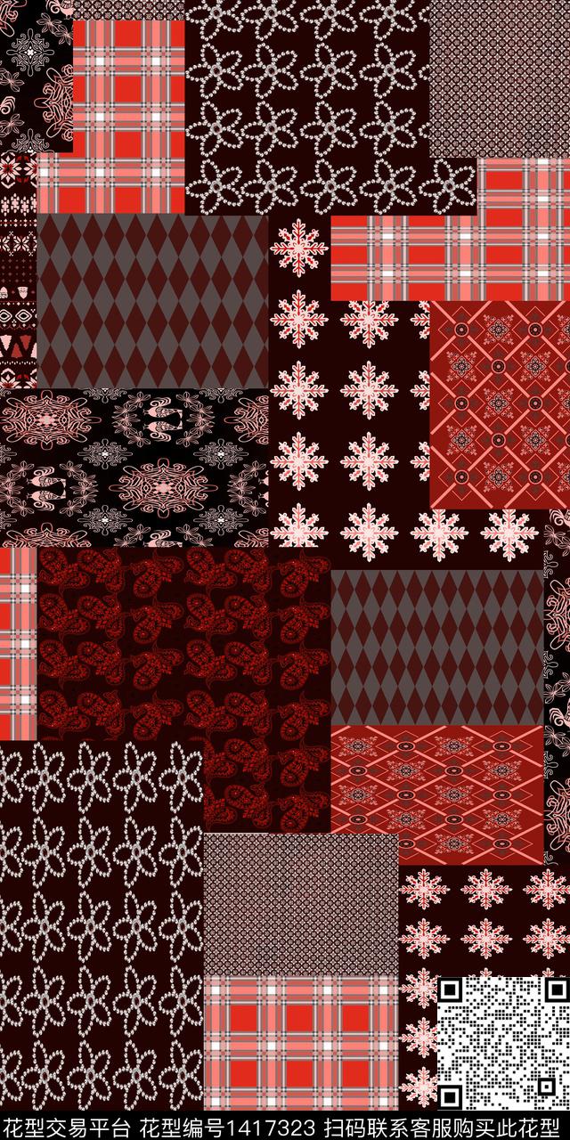 几何民族风抽象数码印花华亿平台下载（图片编号: 1417323） - 瓦栏（Walan）