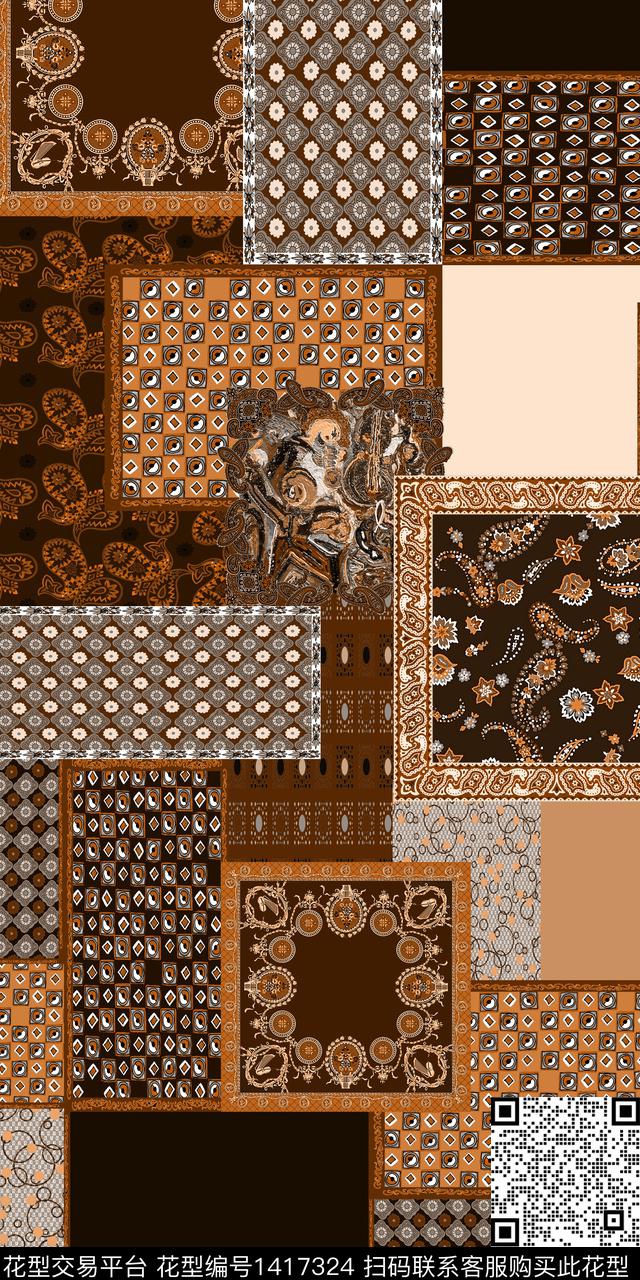 几何民族风抽象数码印花华亿平台下载（图片编号: 1417324） - 瓦栏（Walan）