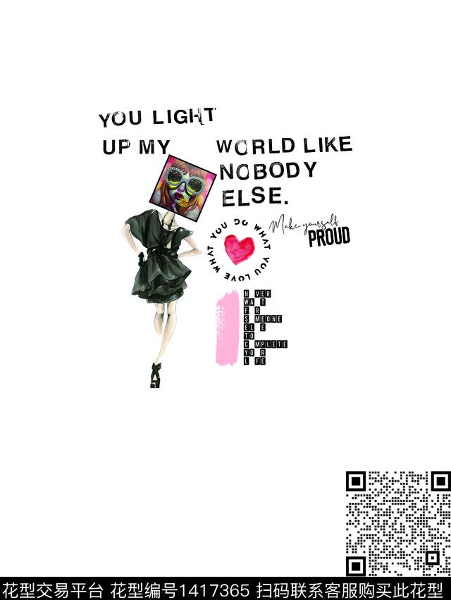 字母爱心人物数码印花华亿平台下载（图片编号: 1417365） - 瓦栏（Walan）