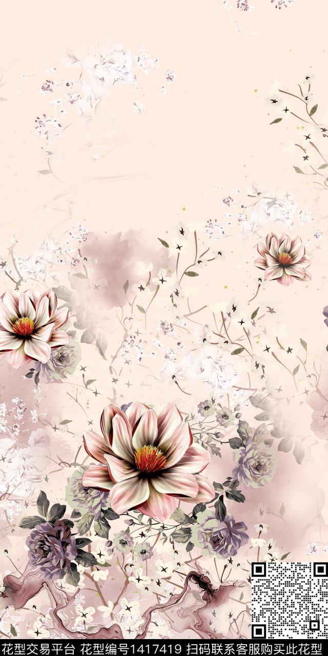 连衣裙定位花旗袍传统印花华亿平台下载（图片编号: 1417419） - 瓦栏（Walan）