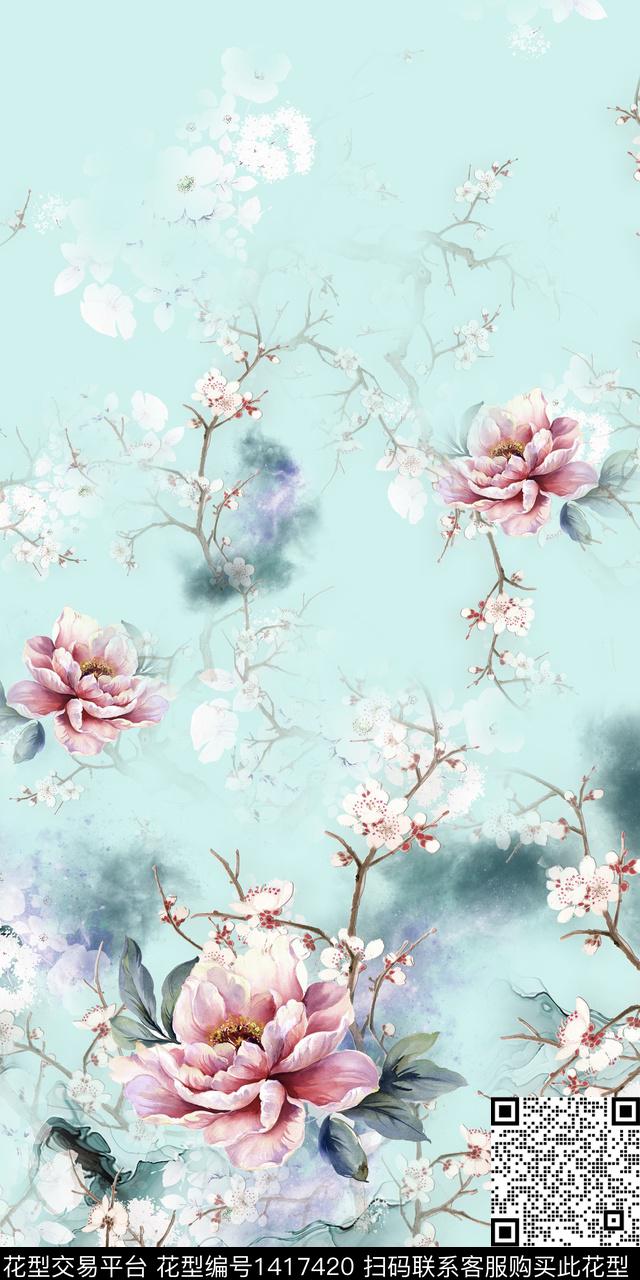 连衣裙定位花旗袍传统印花华亿平台下载（图片编号: 1417420） - 瓦栏（Walan）