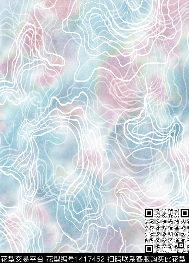 几何抽象真丝数码印花华亿平台下载（图片编号: 1417452） - 瓦栏（Walan）