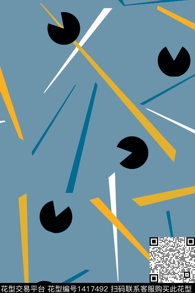 撞色几何简约数码印花华亿平台下载（图片编号: 1417492） - 瓦栏（Walan）
