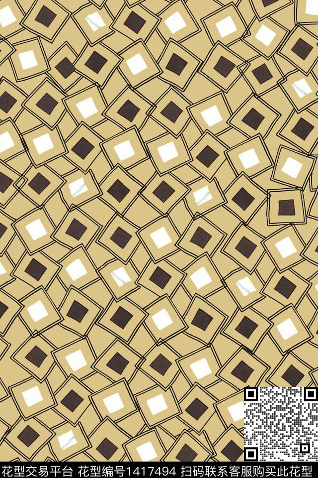简约休闲几何数码印花华亿平台下载（图片编号: 1417494） - 瓦栏（Walan）