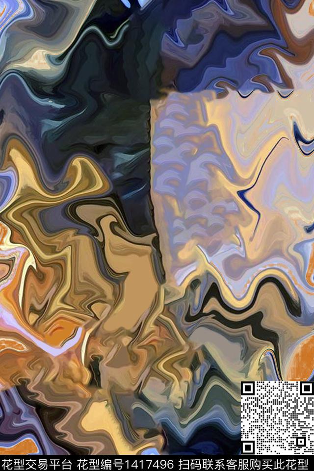 简约休闲抽象数码印花华亿平台下载（图片编号: 1417496） - 瓦栏（Walan）