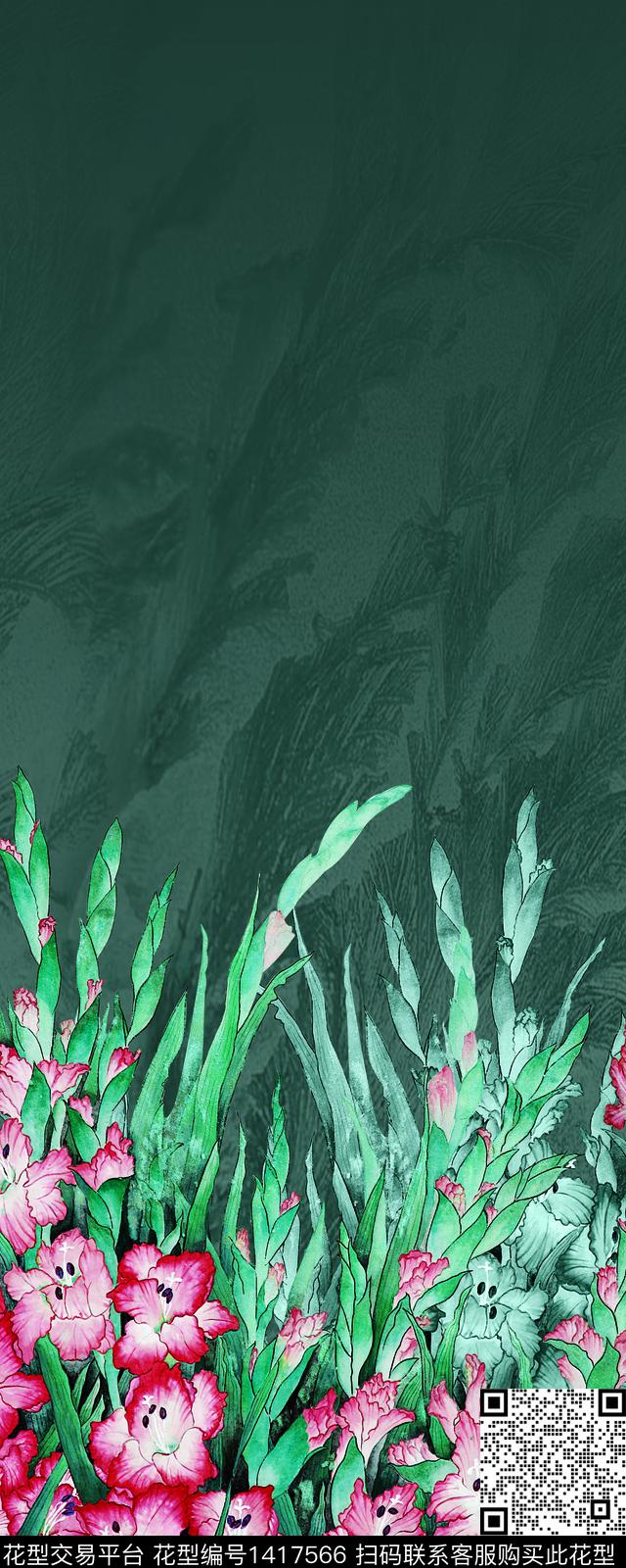 女装定位花数码定位花花卉数码印花华亿平台下载（图片编号: 1417566） - 瓦栏（Walan）