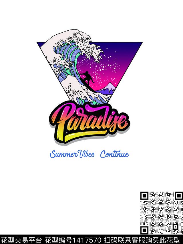 海浪热带华亿平台定位花数码印花华亿平台下载（图片编号: 1417570） - 瓦栏（Walan）