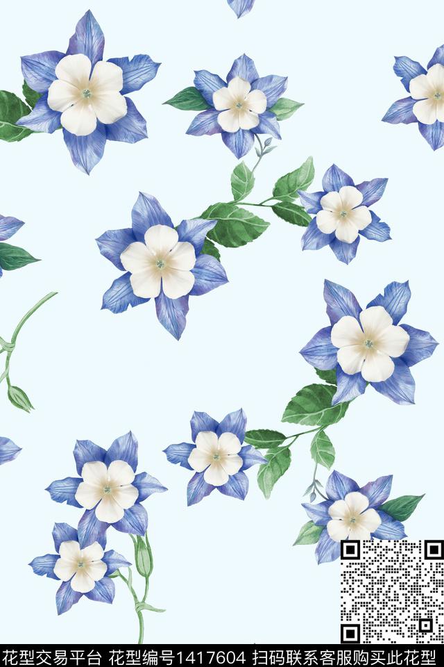 花卉年轻女性小碎花数码印花华亿平台下载（图片编号: 1417604） - 瓦栏（Walan）