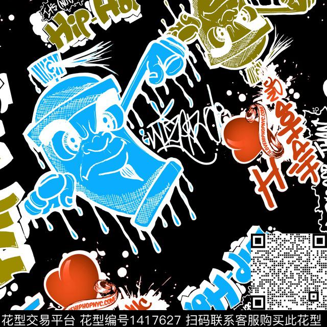 涂鸦字母街头风传统印花华亿平台下载（图片编号: 1417627） - 瓦栏（Walan）