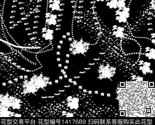 几何定位花字母数码印花华亿平台下载（图片编号: 1417689） - 瓦栏（Walan）