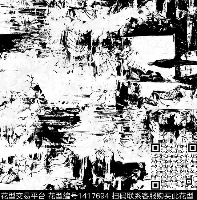 几何定位花字母数码印花华亿平台下载（图片编号: 1417694） - 瓦栏（Walan）