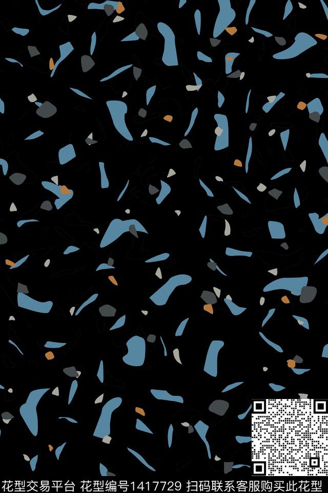 黑底花卉男装抽象传统印花华亿平台下载（图片编号: 1417729） - 瓦栏（Walan）