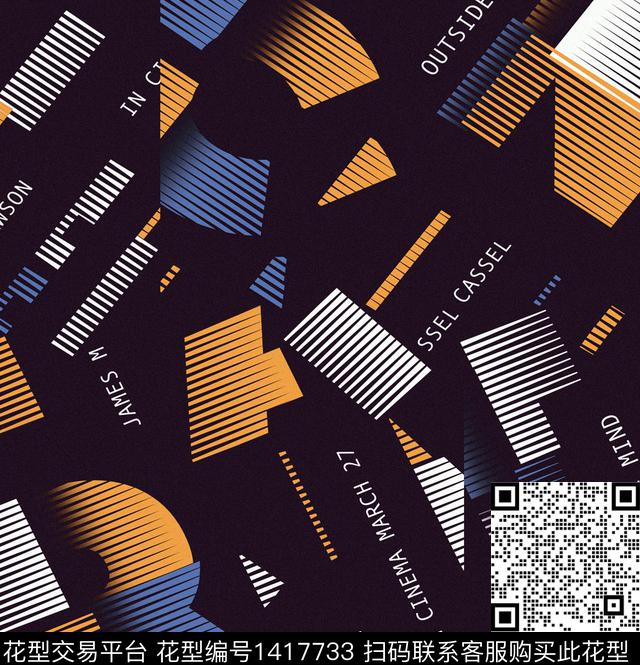 线条3D立体字母数码印花华亿平台下载（图片编号: 1417733） - 瓦栏（Walan）