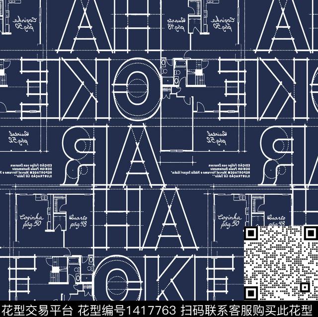 字母线条画海鸥传统印花华亿平台下载（图片编号: 1417763） - 瓦栏（Walan）