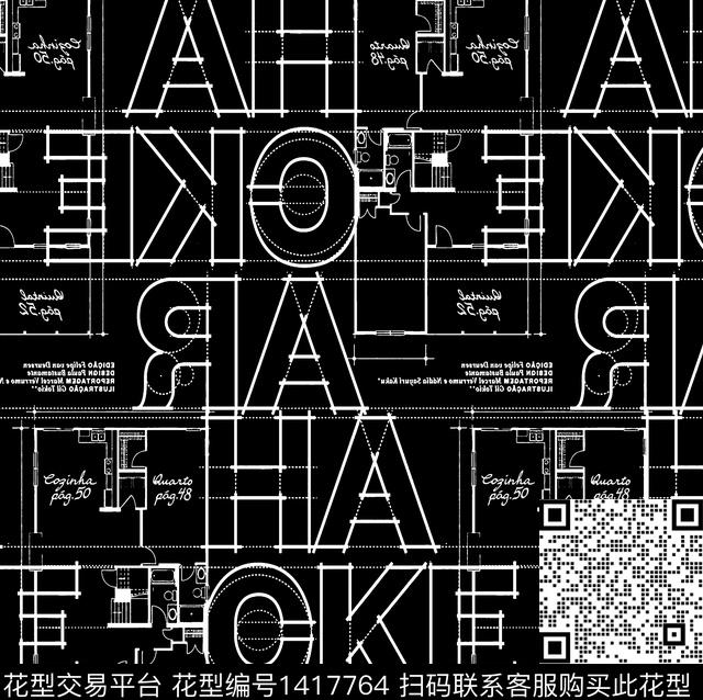 字母线条画海鸥传统印花华亿平台下载（图片编号: 1417764） - 瓦栏（Walan）