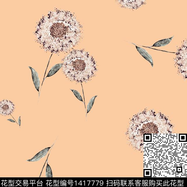 花卉大牌风植物数码印花华亿平台下载（图片编号: 1417779） - 瓦栏（Walan）