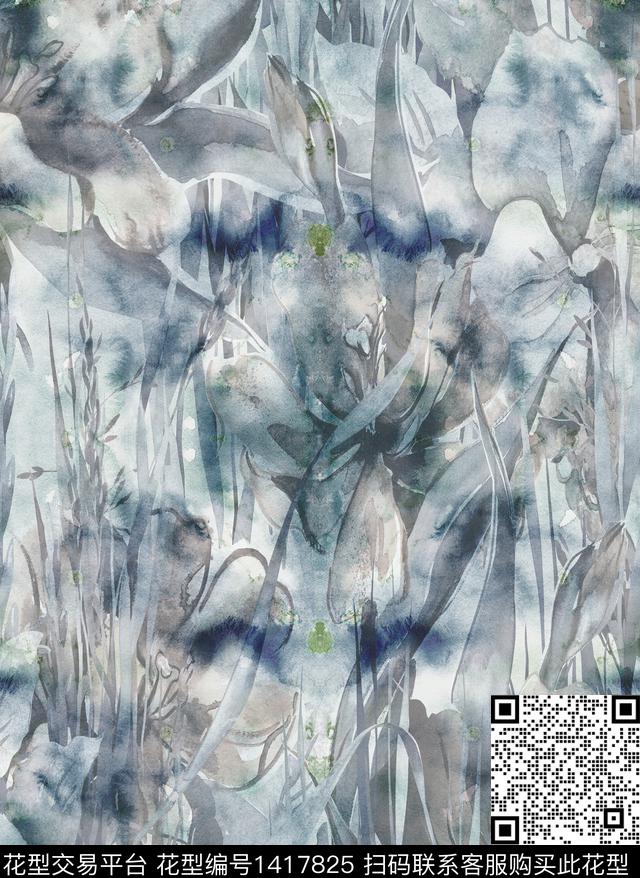 扎染华亿平台花卉大牌风传统印花华亿平台下载（图片编号: 1417825） - 瓦栏（Walan）