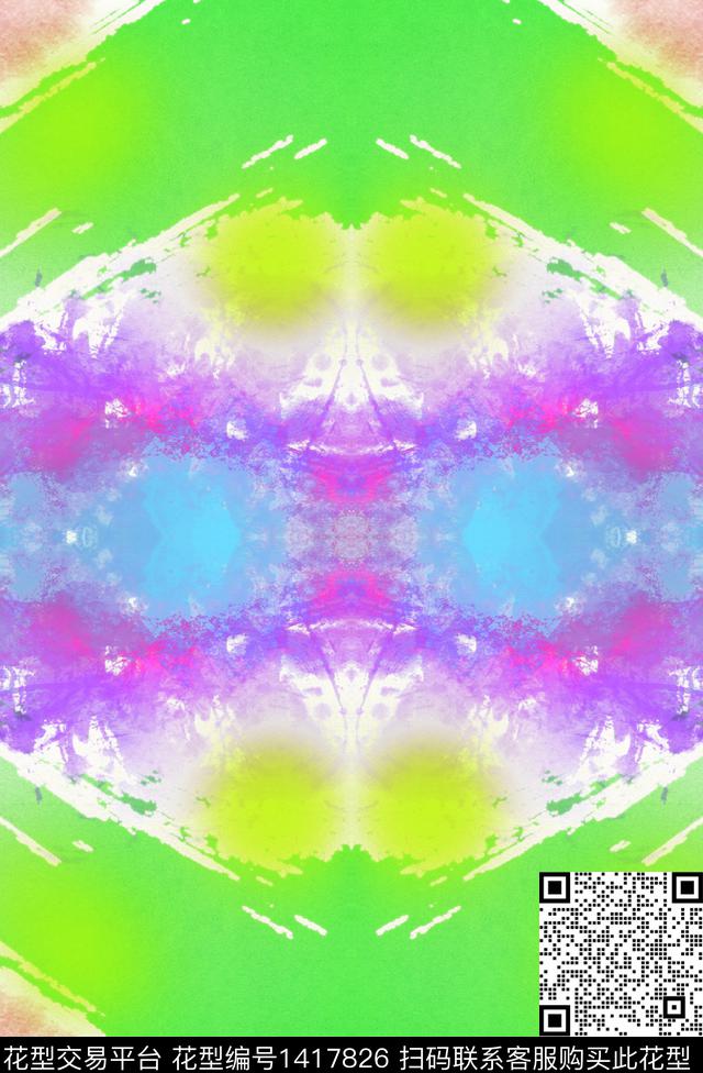 笔触扎染华亿平台大牌风传统印花华亿平台下载（图片编号: 1417826） - 瓦栏（Walan）