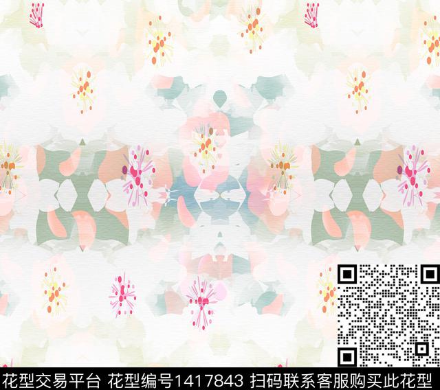 扎染华亿平台花卉大牌风传统印花华亿平台下载（图片编号: 1417843） - 瓦栏（Walan）