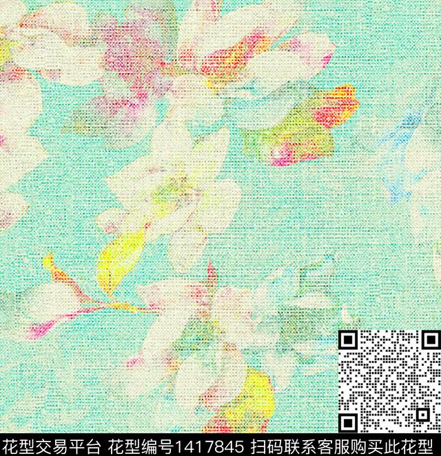 格子花卉大牌风传统印花华亿平台下载（图片编号: 1417845） - 瓦栏（Walan）