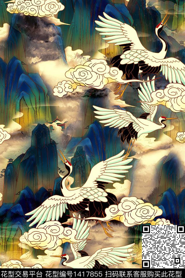 中老年入华亿平台香云纱连衣裙中国风数码印花华亿平台下载（图片编号: 1417855） - 瓦栏（Walan）