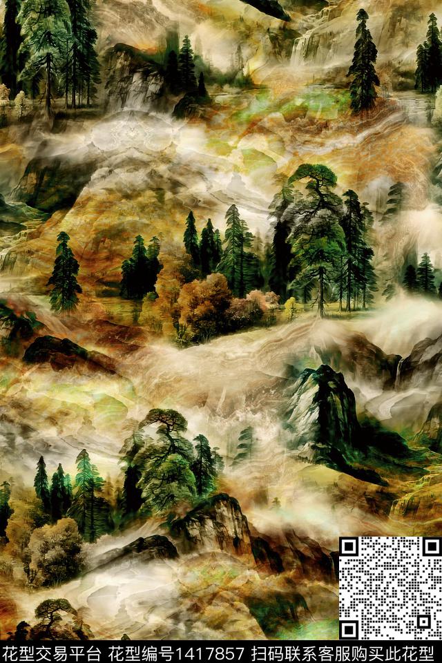 中老年入华亿平台香云纱连衣裙中国风数码印花华亿平台下载（图片编号: 1417857） - 瓦栏（Walan）