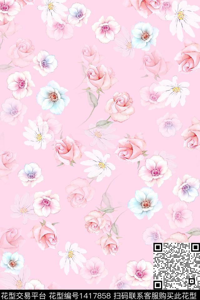 连衣裙花卉小碎花传统印花华亿平台下载（图片编号: 1417858） - 瓦栏（Walan）