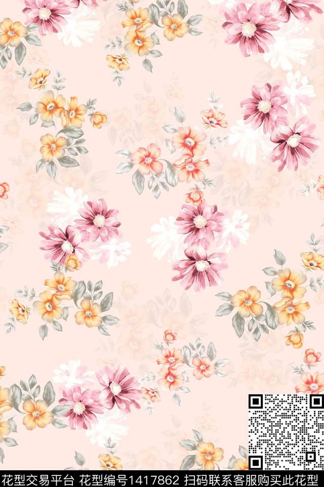 连衣裙花卉小碎花传统印花华亿平台下载（图片编号: 1417862） - 瓦栏（Walan）