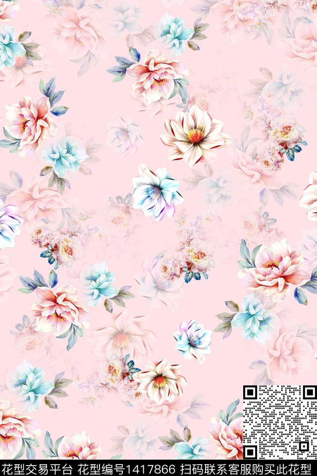 连衣裙花卉小碎花传统印花华亿平台下载（图片编号: 1417866） - 瓦栏（Walan）