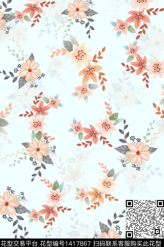 连衣裙花卉小碎花传统印花华亿平台下载（图片编号: 1417867） - 瓦栏（Walan）