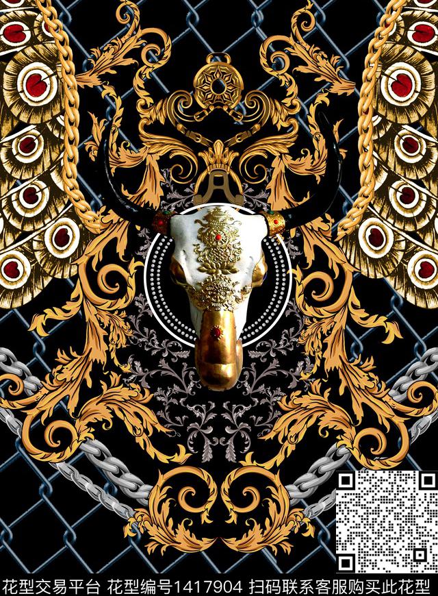 定位花文艺字母数码印花华亿平台下载（图片编号: 1417904） - 瓦栏（Walan）