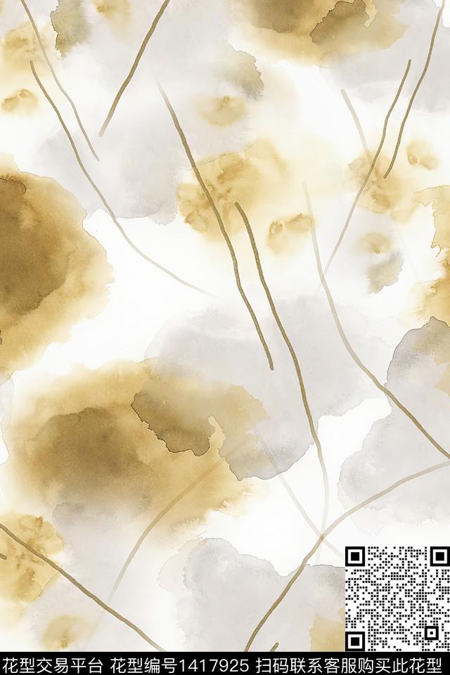 肌理水彩抽象花卉数码印花华亿平台下载（图片编号: 1417925） - 瓦栏（Walan）