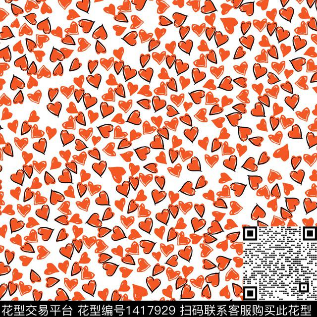 爱心几何清爽底花卉传统印花华亿平台下载（图片编号: 1417929） - 瓦栏（Walan）