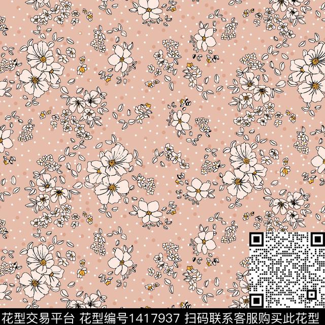 绿植树叶清爽底花卉大牌风传统印花华亿平台下载（图片编号: 1417937） - 瓦栏（Walan）