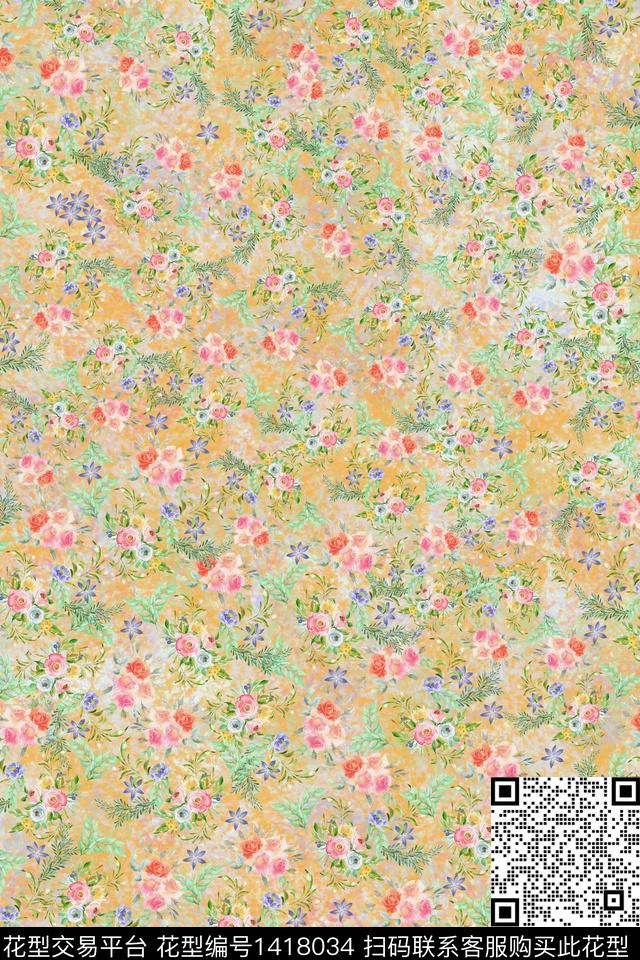 绿植树叶花卉大牌风传统印花华亿平台下载（图片编号: 1418034） - 瓦栏（Walan）