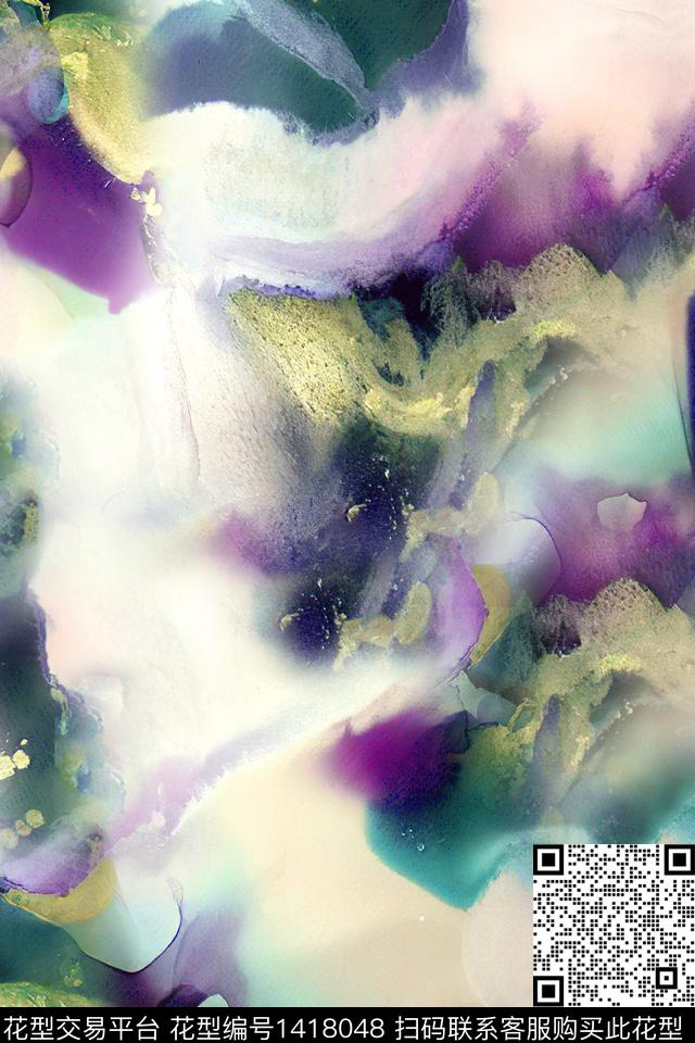 时尚抽象真丝数码印花华亿平台下载（图片编号: 1418048） - 瓦栏（Walan）