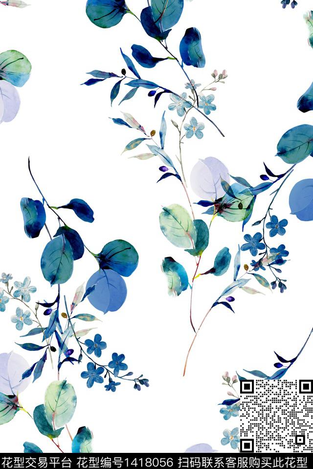 绿植树叶花卉大牌风数码印花华亿平台下载（图片编号: 1418056） - 瓦栏（Walan）