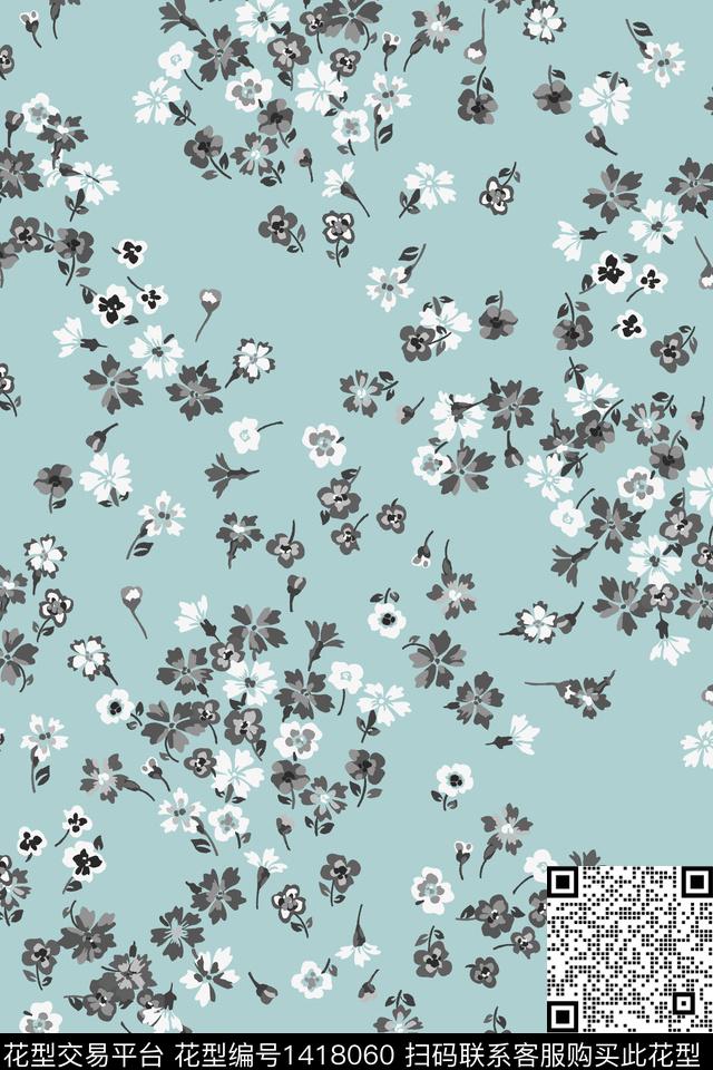 花卉大牌风小清新数码印花华亿平台下载（图片编号: 1418060） - 瓦栏（Walan）