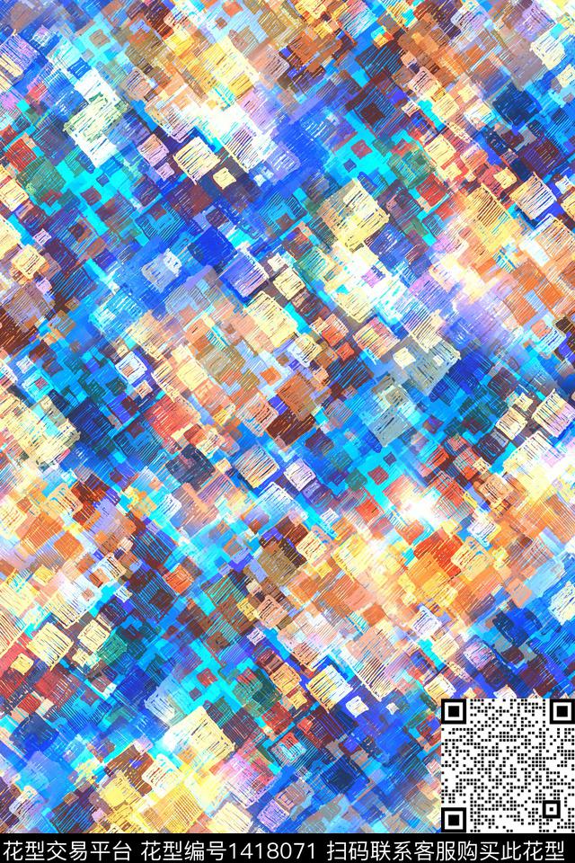 炫彩肌理大牌风数码印花华亿平台下载（图片编号: 1418071） - 瓦栏（Walan）