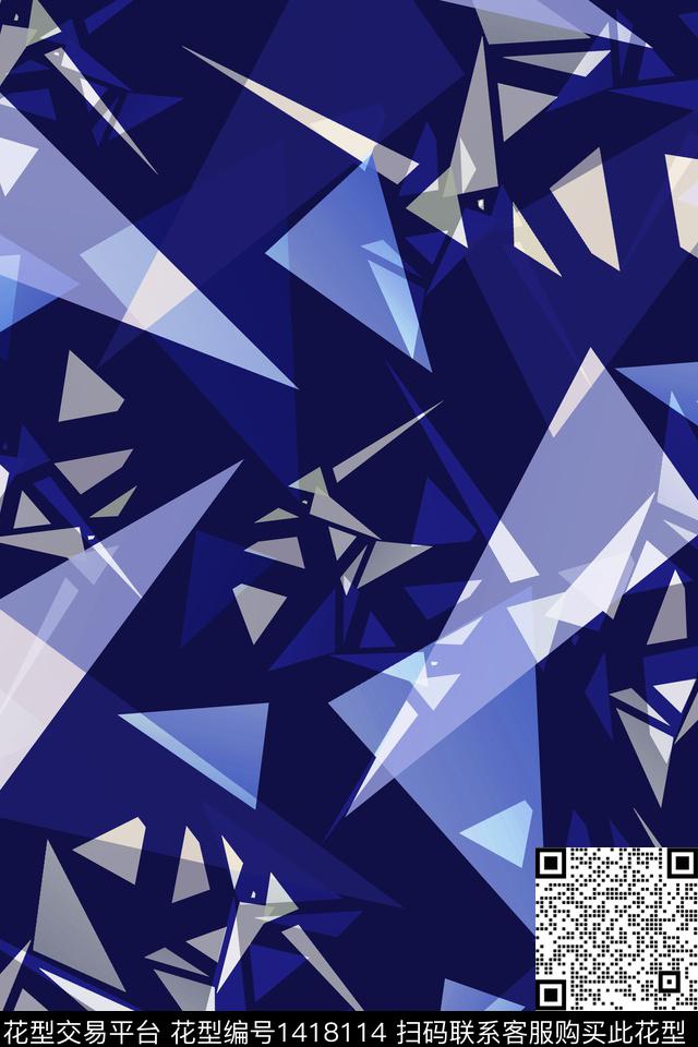 炫彩几何抽象花卉传统印花华亿平台下载（图片编号: 1418114） - 瓦栏（Walan）