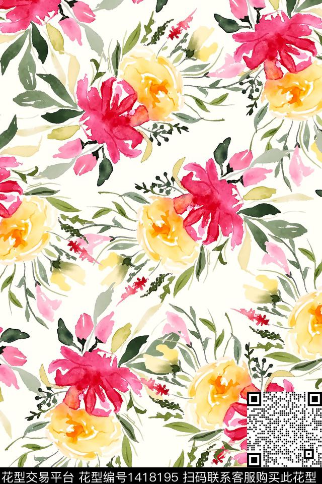 花卉大牌风小碎花数码印花华亿平台下载（图片编号: 1418195） - 瓦栏（Walan）