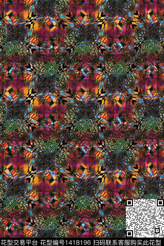 民族风花卉大牌风数码印花华亿平台下载（图片编号: 1418196） - 瓦栏（Walan）