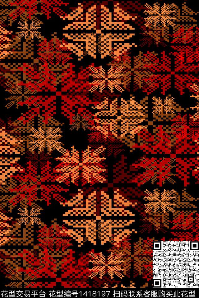 民族风大牌风抽象数码印花华亿平台下载（图片编号: 1418197） - 瓦栏（Walan）