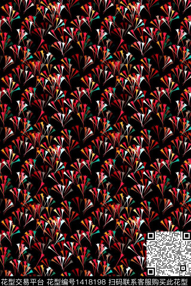 民族风花卉大牌风数码印花华亿平台下载（图片编号: 1418198） - 瓦栏（Walan）