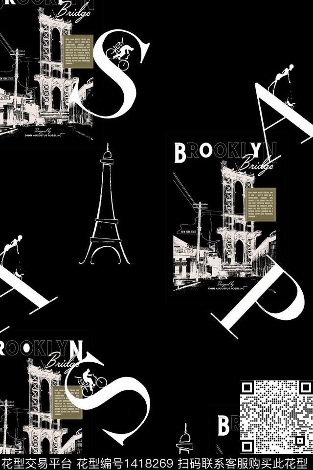 建筑时尚字母数码印花华亿平台下载（图片编号: 1418269） - 瓦栏（Walan）