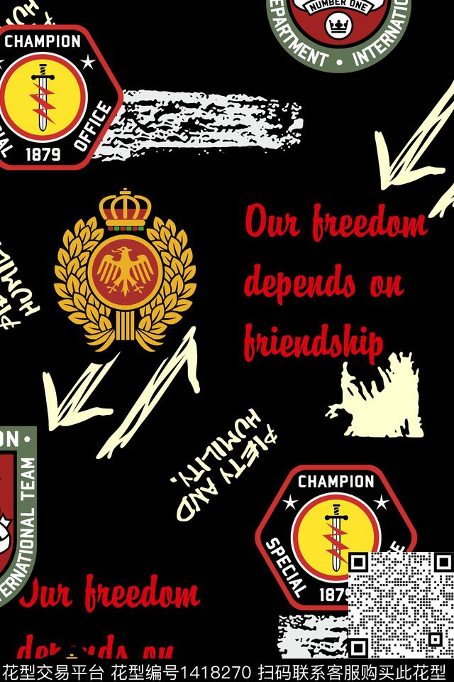 时尚字母抽象数码印花华亿平台下载（图片编号: 1418270） - 瓦栏（Walan）