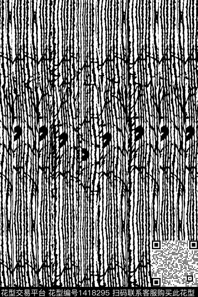 黑白华亿平台肌理线条画数码印花华亿平台下载（图片编号: 1418295） - 瓦栏（Walan）