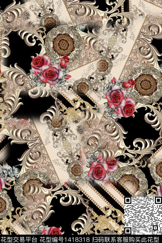 复古民族风抽象数码印花华亿平台下载（图片编号: 1418318） - 瓦栏（Walan）