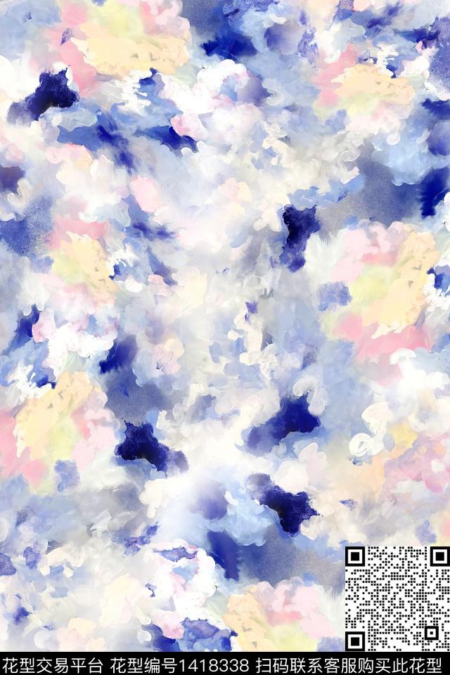 炫彩肌理水彩数码印花华亿平台下载（图片编号: 1418338） - 瓦栏（Walan）